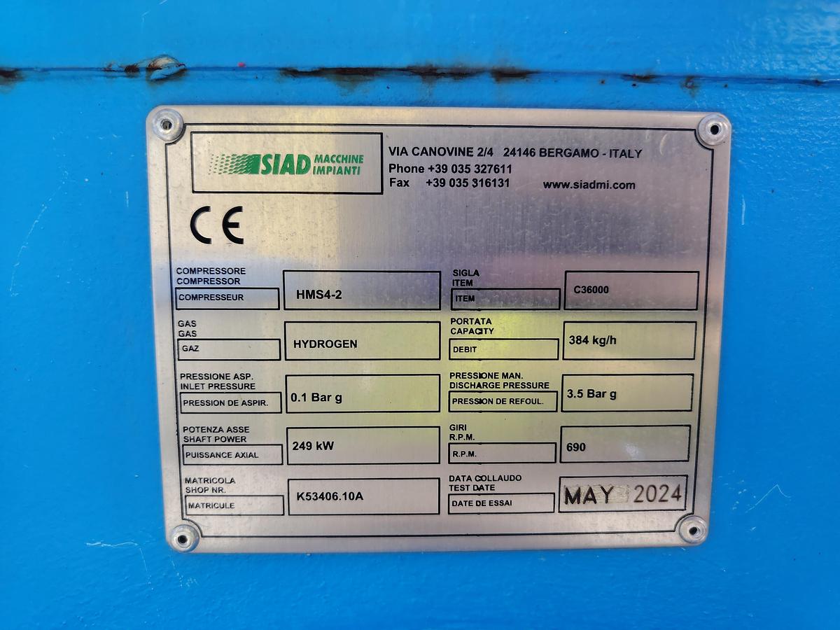 D'occasion Système de compression d'hydrogène industriel SIAD (249 kW)