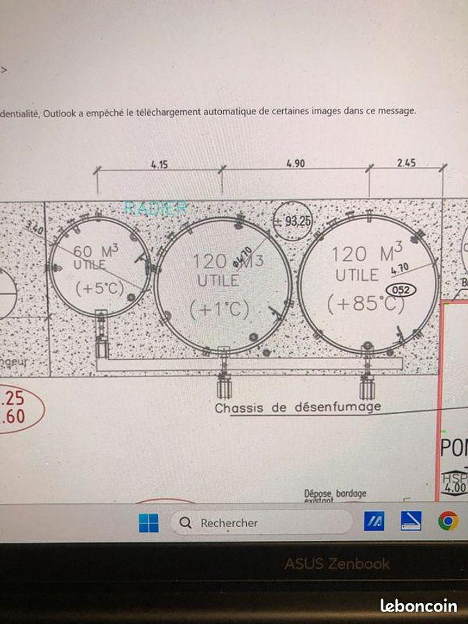 D'occasion Cuves inox calorifugees 120 m3