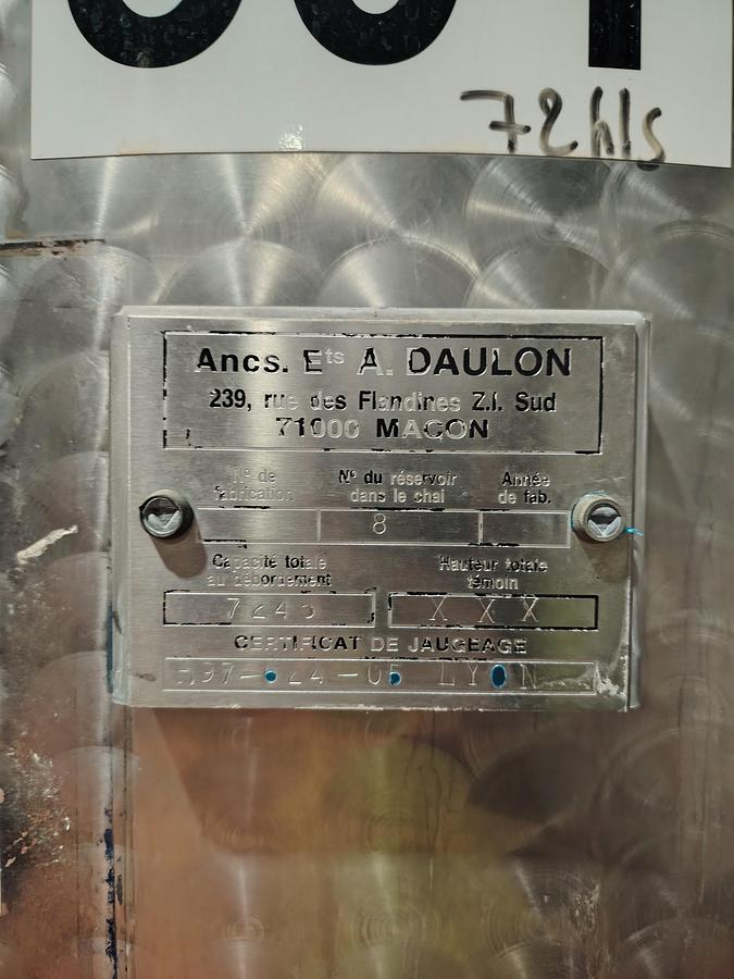 D'occasion Cuve INOX finition gauffrée 72HL