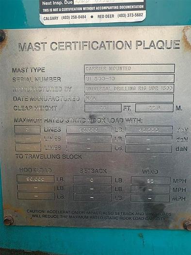Refurbished 2004 International UDR 1500 Range III Drill Rig