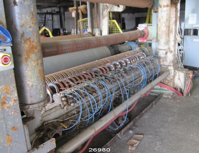 Used Jagenberg VARI-DUR Vari Dur Winder 24"X100" Drums, 20 Shear Cut Slitters, 84" Rewind, Shaftless Dc Independent Drum Drives, Mill Backstand. #26980