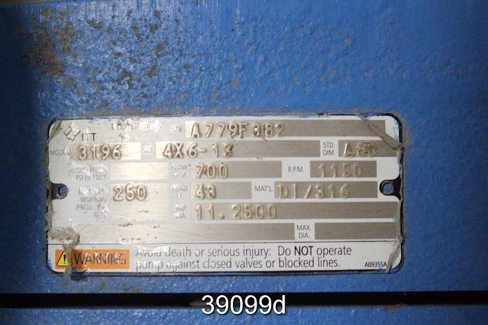 Unused Goulds 3196 4x6x13 Pump with i-Frame Power End, Unused #39099