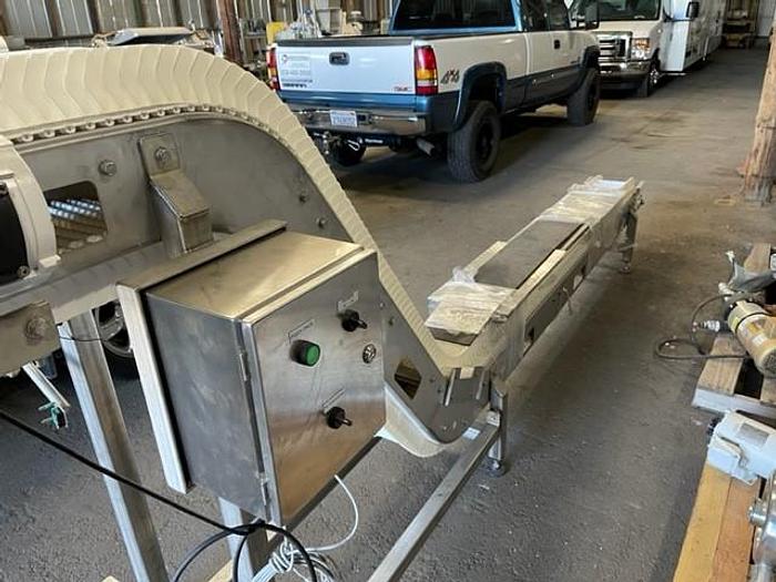 Used 176" Long x 8" Wide Food Grade Flighted Incline Conveyor