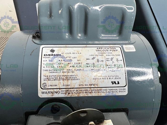 Used Welch  1402 DuoSeal Belt-Driven Rotary Vane Vacuum Pump 115/230V