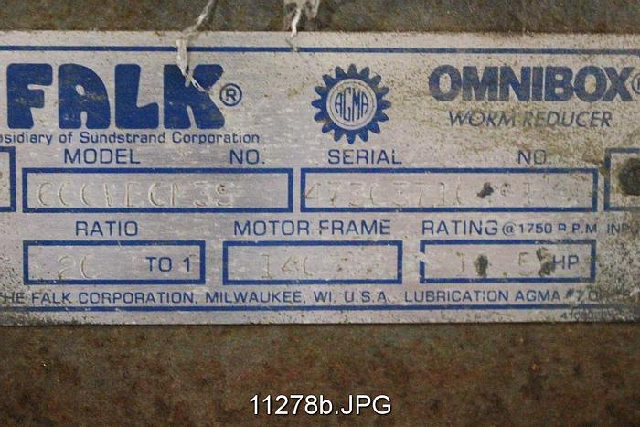Used Falk 600VECM3S Omnibox Right Angle Gear Drive, 20/1 Ratio, 10.58 Hp #11278