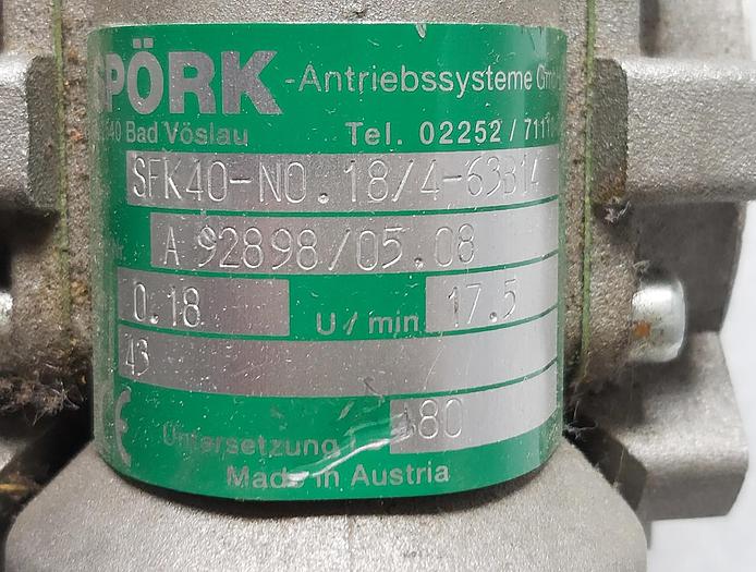Winkelgetriebemotor, SFK40-N0.18/4-63B14, 17,5 U/Min., Spörk, neuwertig
