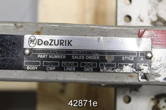 Used Dezurik 6" KGC-ES Style Hand Operated Knife Gate Valve #42871