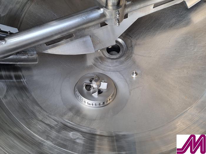 Used Giusti 1,200 Litre Jacketed Pan with Bottom Mounted High Shear Mixer and Contra Rotating Agitator