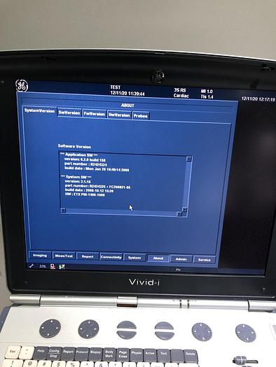Used GE Vivid i Ultraschallgerät mit Kardio-Sonde Software Version 2.1.16 auf GE Vivid i Trolley