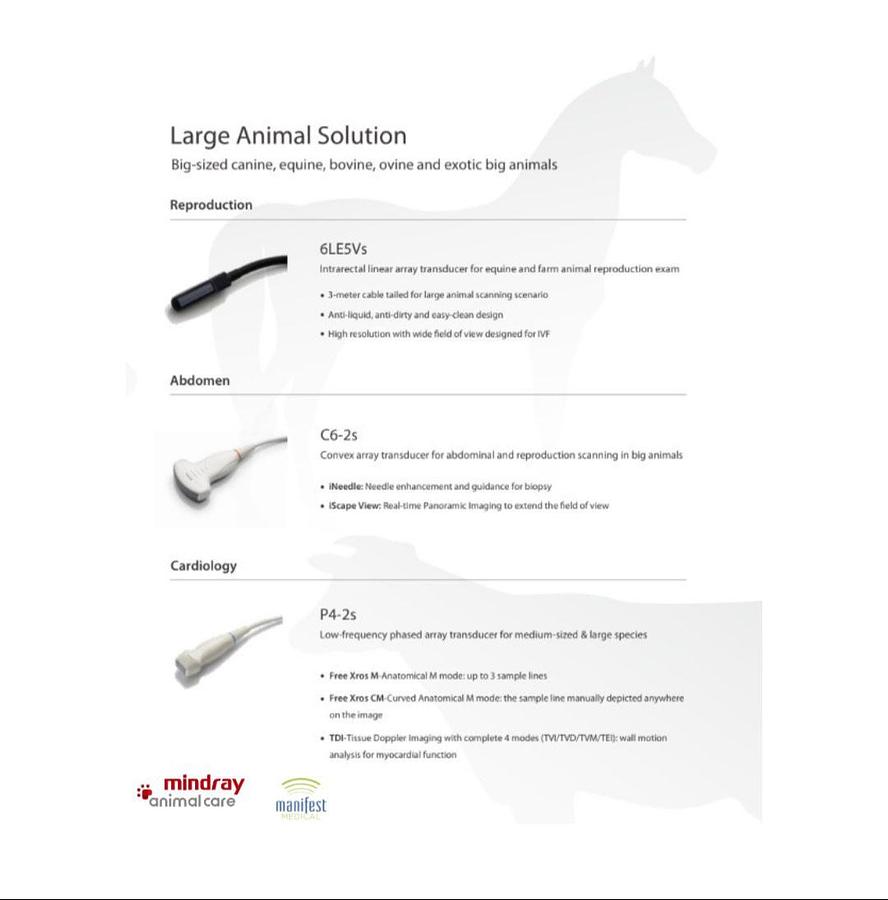 Mindray Vetus 7 Veterinary Large Animal Ultrasound Probe Transducers | Ships from Manifest Medical in Jacksonville, Florida | 6LE5Vs, C6-2s, P4-2s