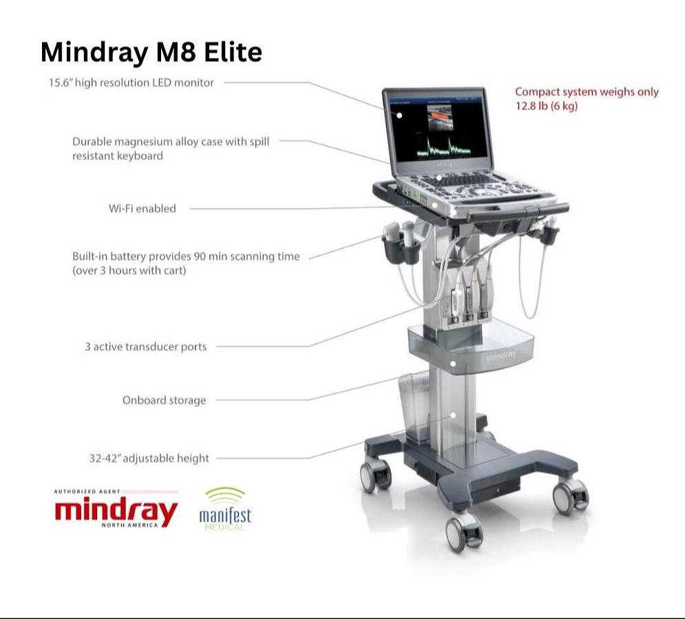 M8 Elite Point Of Care Ultrasound Machine For Sale Portable Laptop With Cart | Manifest Medical