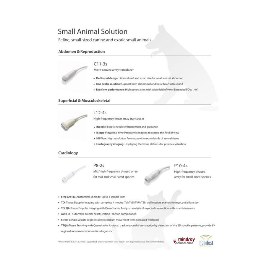 Mindray Vetus 7 Veterinary Small Animal Ultrasound Probe Transducers C11-3s, L12-4s, P8-2s, P10-4s | Manifest Medical