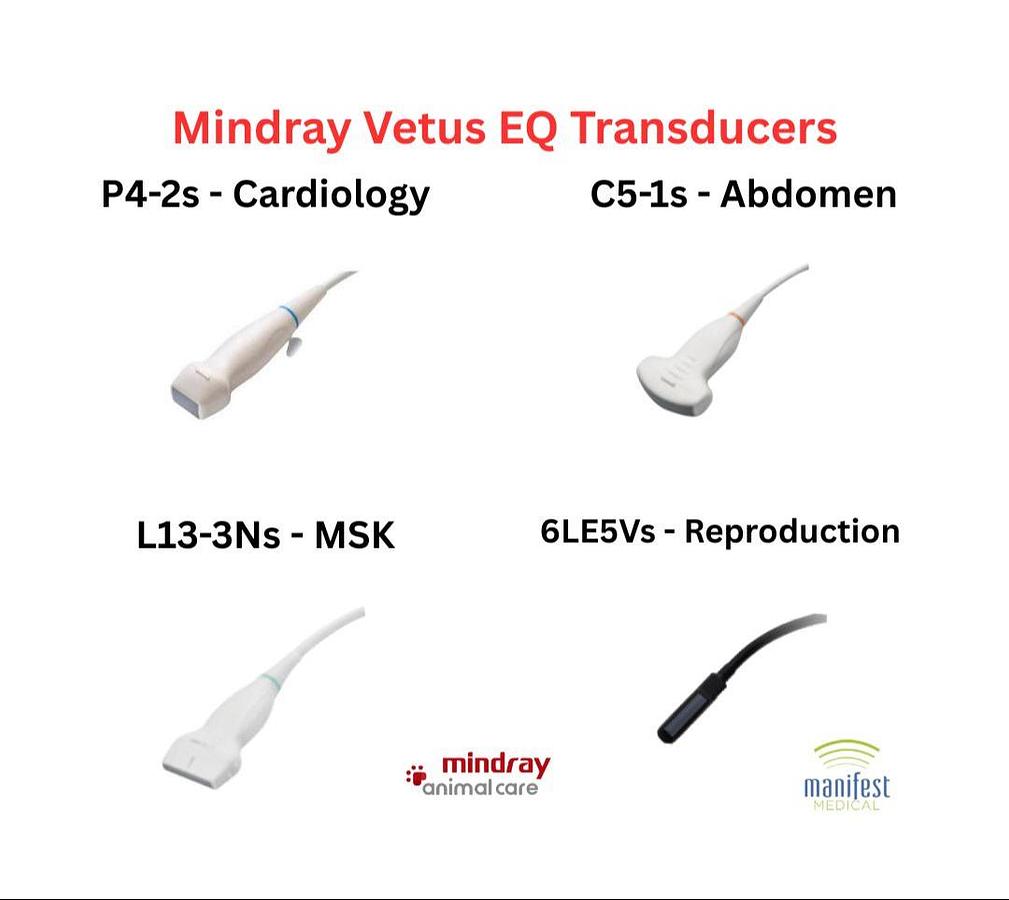 Mindray Vetus EQ Veterinary Transducers P4-2s, C5-1s, L13-3Ns, 6LE5Vs | Manifest Medical