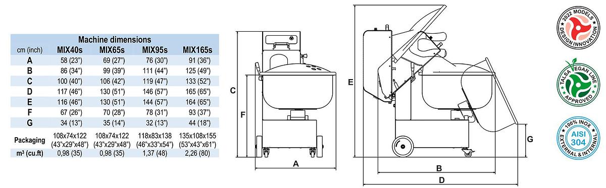 Talsa MIX95SPV Tilting Bowl Mixer – 95 Liter Capacity, Dual Motor with Variable Paddle Speed