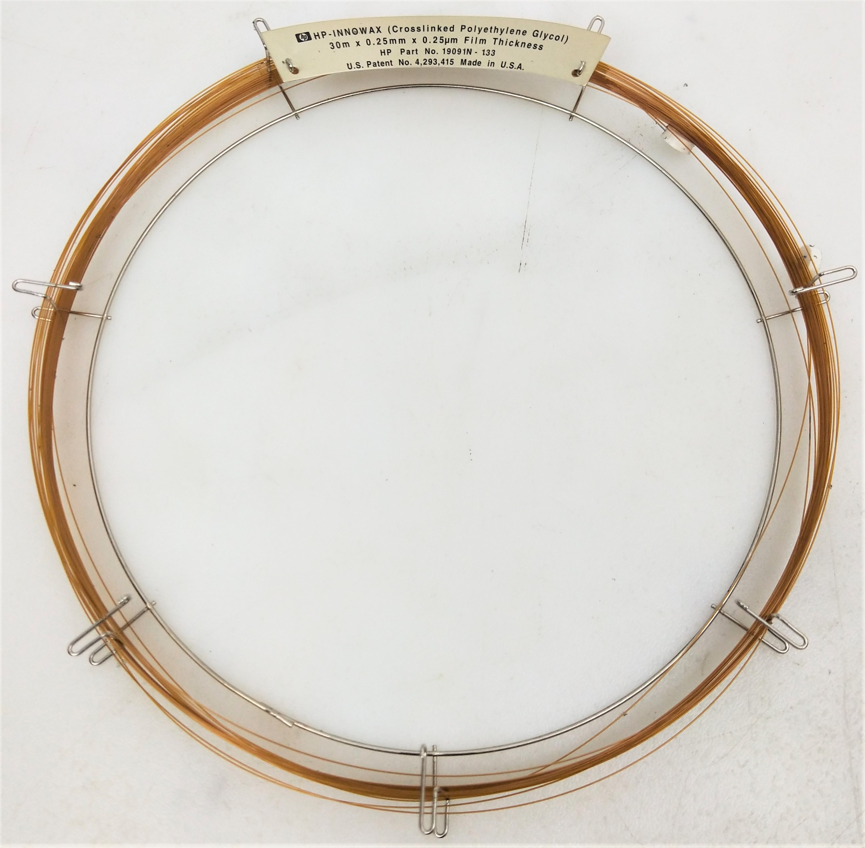 Used Hewlett Packard HP-INNOWax (19019N-133) Capillary Column - 30M x 0.25mm x 0.25µm