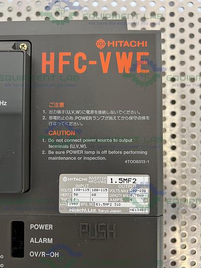 Used Hitachi HFC-VWE 1.5MF2 Inverter / Variable Frequency Drive 0.75 kW, 5 Amps, 1 Ph