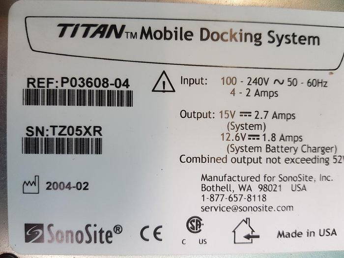 Used SONOSITE P03608-04 Titan Mobile docking System