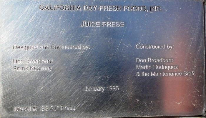 Used Press, Platen, 24" X 24", 5 HP, Juice, California, Mdl SS24 #S741534