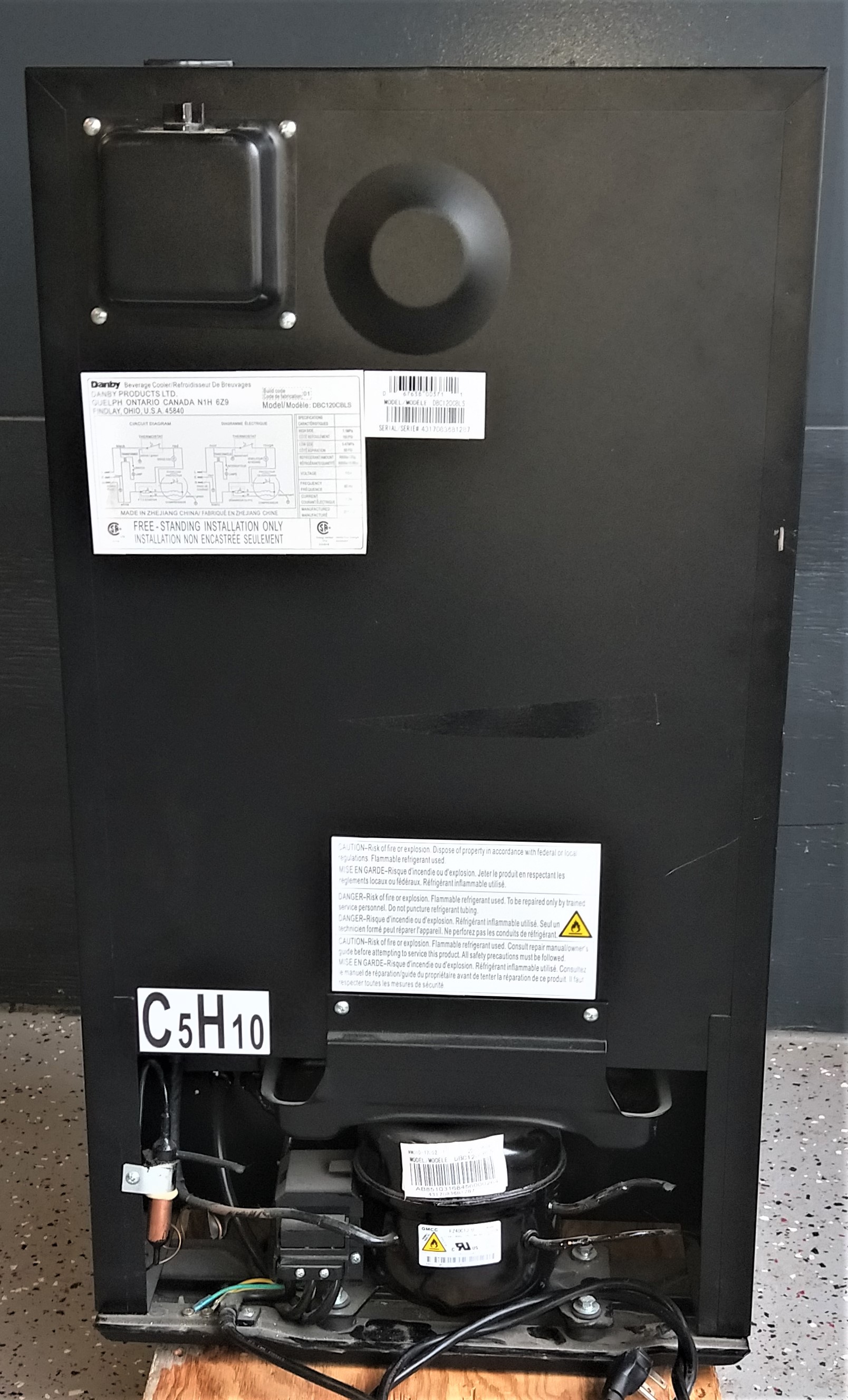 Used Danby DBC120CBLS Undercounter Refrigerator