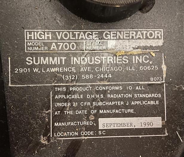 Used Summit A700 HV Tank Generator