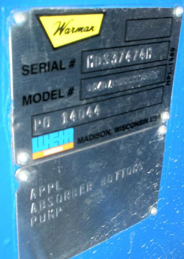 Unused Pump, Centrif., 50 HP, Warman, Model 6/4AH, 6"/4", Srl, #S737631