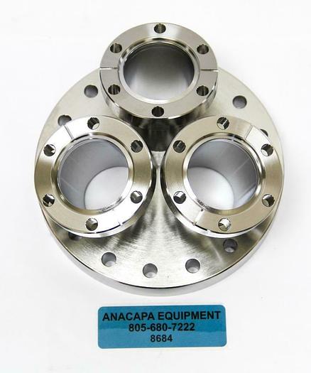 Used MDC Vacuum Cluster Flange, 6"x3-2.75" Flange, 409007, DN100 (8684)W