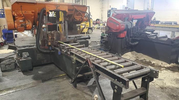 Used 1998 Semi Automatic Amada Horizontal Cut Off Saw, Model HFA 400W, Capacity 16" X 16" Round, 1 1/2" Blade, 7.5 HP Drive