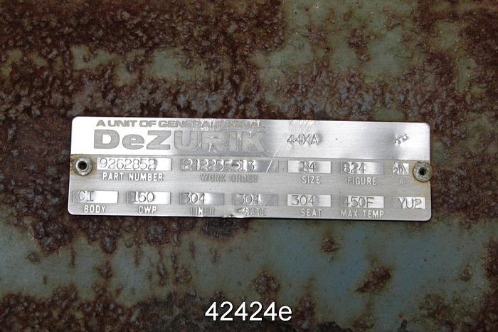 Used Dezurik 14" Hand Operated Knife Gate Valve #42424