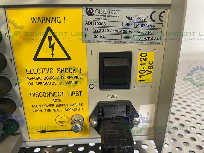 Used Applikon ADI 1030 Bio Controller w/ Watson Marlow 101U/R, Cole Parmer Flowmeter