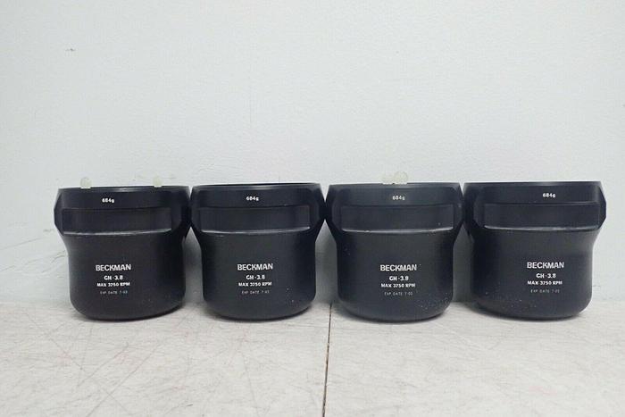 Used Lot of 4 Beckman GH 3.8 Centrifuge Swing Buckets with 4 Inserts