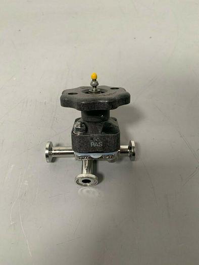 Used ITT Pure-Flo .5-316L-RA20MAX-CWP150 3-way Diaphragm Valve w/ 1/2" Sanitary Fit