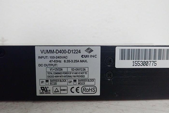 Used CUI Inc. VUMM-D400-D1224 Chassis Mount AC-DC Power Supply