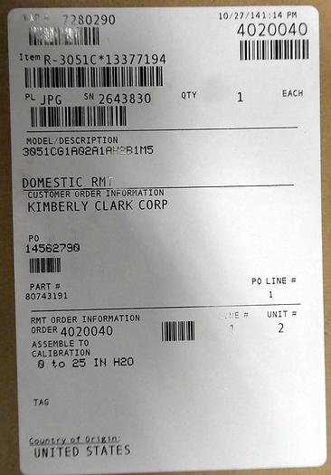 Used ROSEMOUNT 3051CG1A02A1AH2B1M5 PRESSURE TRANSMITTERS (EIGHT AVAILABLE)