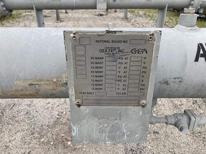 Used GEA FES Inc. approximately 120 square foot shell and tube heat exchanger