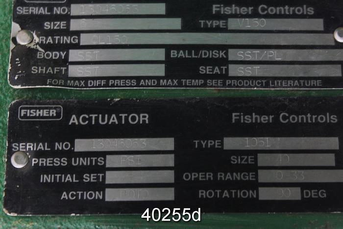 Used Fisher 6" Vee Ball Control Valve, V150 #40255