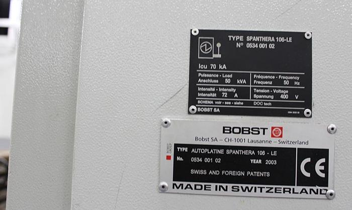 Used 2003 Bobst SPanthera 106-LE