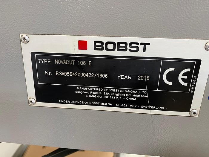 Used 2016 Bobst Novacut 106-E