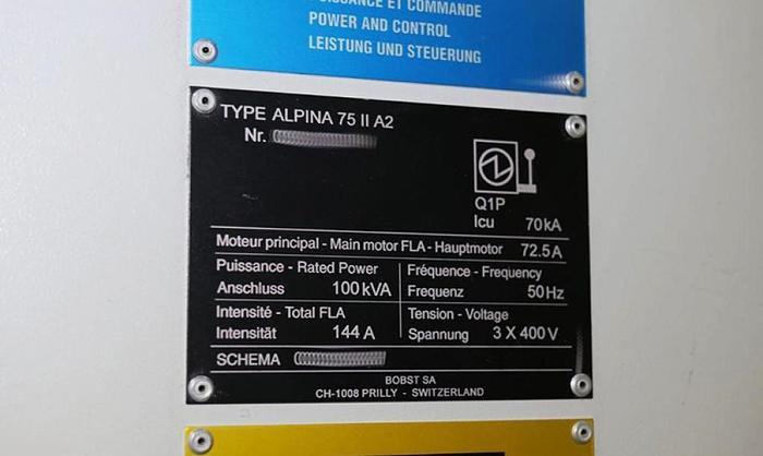 Used 2008 Bobst Alpina 75-A2