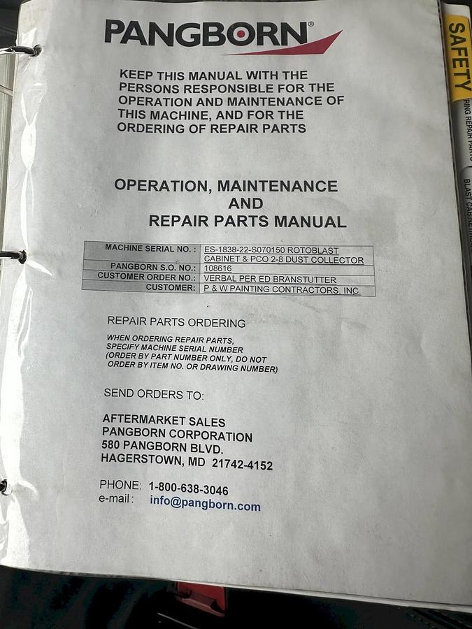 Like new 2007 Wheelabrator ES-1838-22