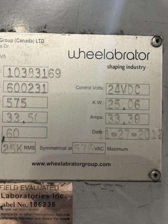 Good 2012 Wheelabrator 84" Table #TAB 6017