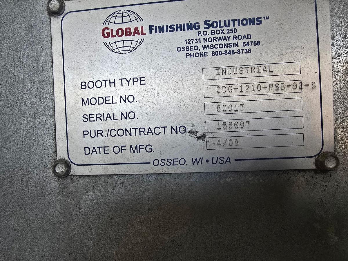 Excellent 2008 GFS Global Finishing Systems Blast Room/Paint Room