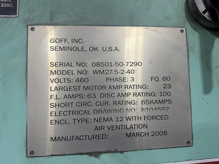 Very good 2008 Goff WM27.5-2-40