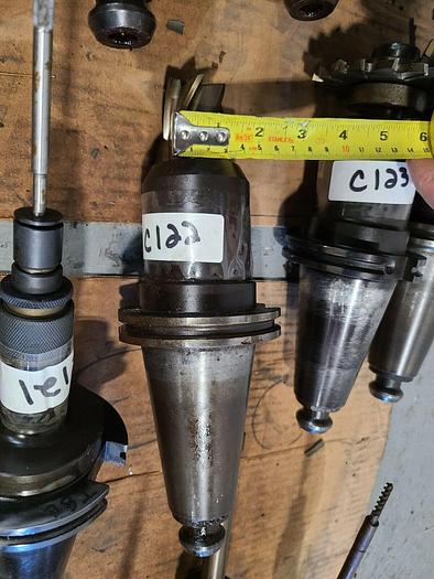 Used CAT 50 CT Tool Holders One Lot  of 8 Assorted CNC Tooling  with Cutters & Drills