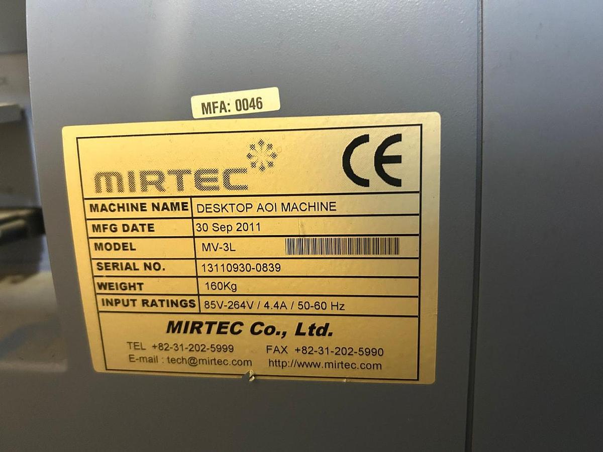 Used (SOLD) 2011 MIRTEC MV-3L PCB AOI