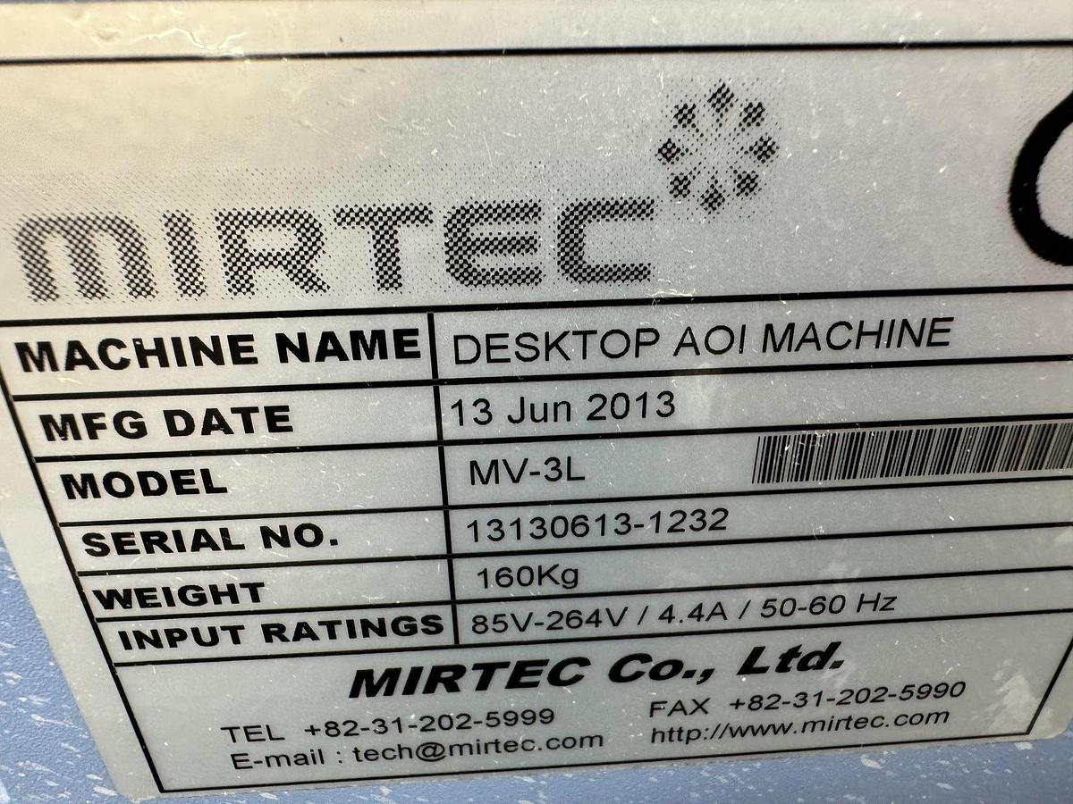 Used (SOLD) 2013 Mirtec MV-3L Desktop AOI Machine