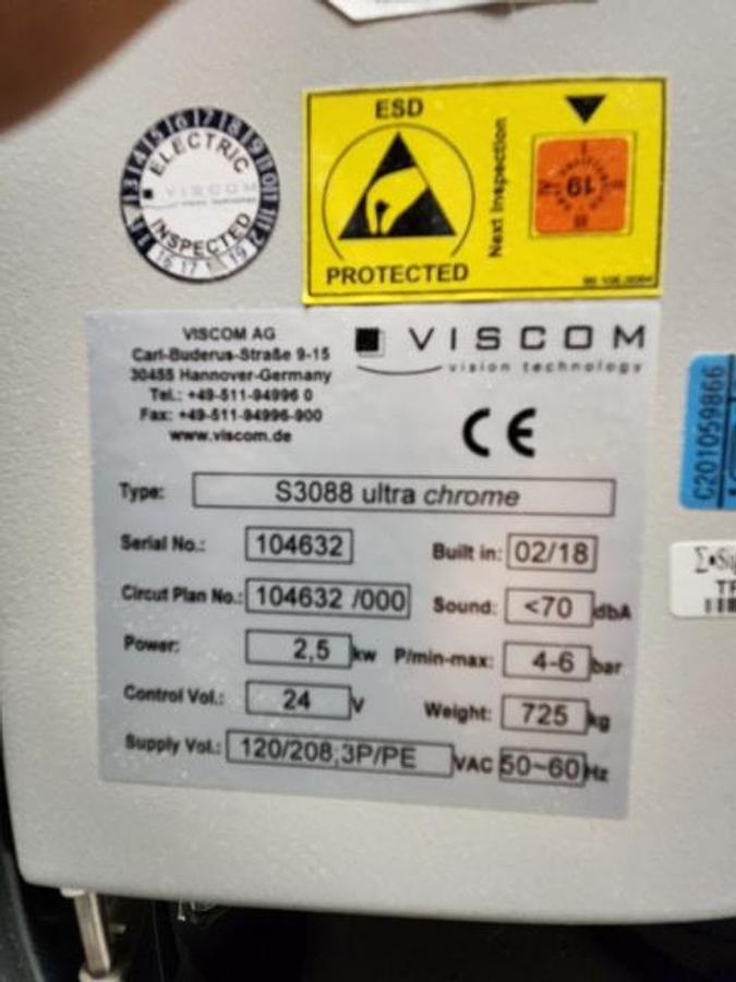Used (SOLD) 2018 Viscom S3088 Ultra Chrome High Speed 3D AOI