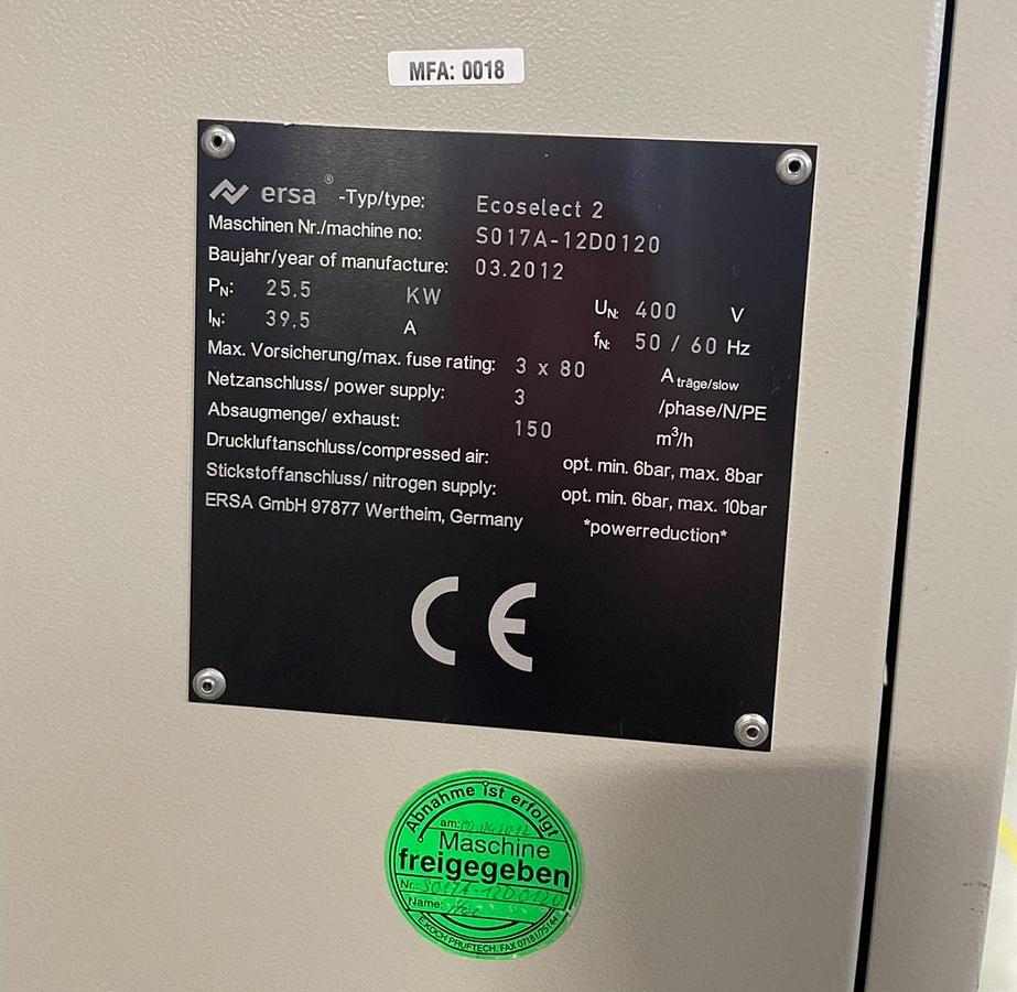 Used (SOLD) 2012 ERSA EcoSelect-2 PCB Selective Soldering System