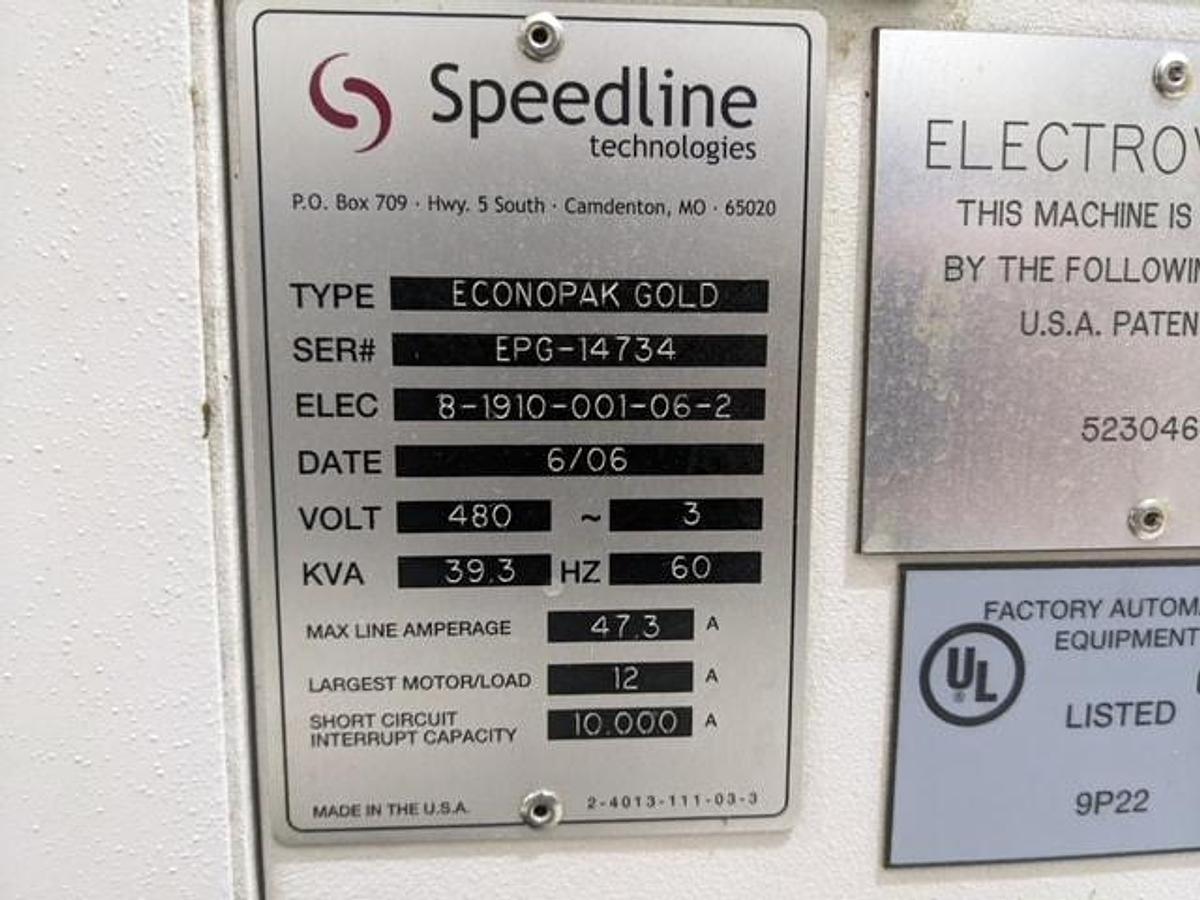 Used (SOLD) 2006 Speedline Electrovert Econopak Gold Lead Free Wave
