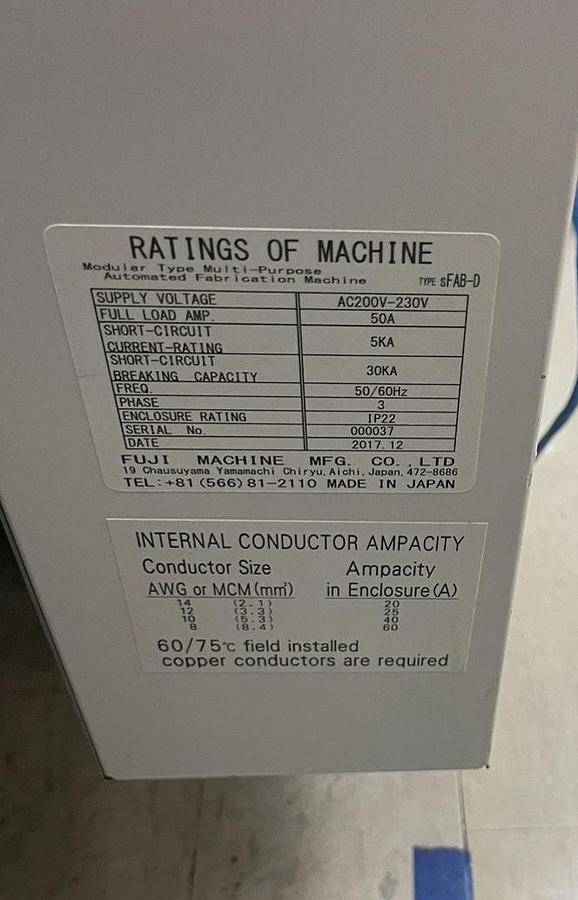 Used 2018 Fuji sFAB-D Multi-purpose Automated Fabrication Machine (Odd Form Placer)