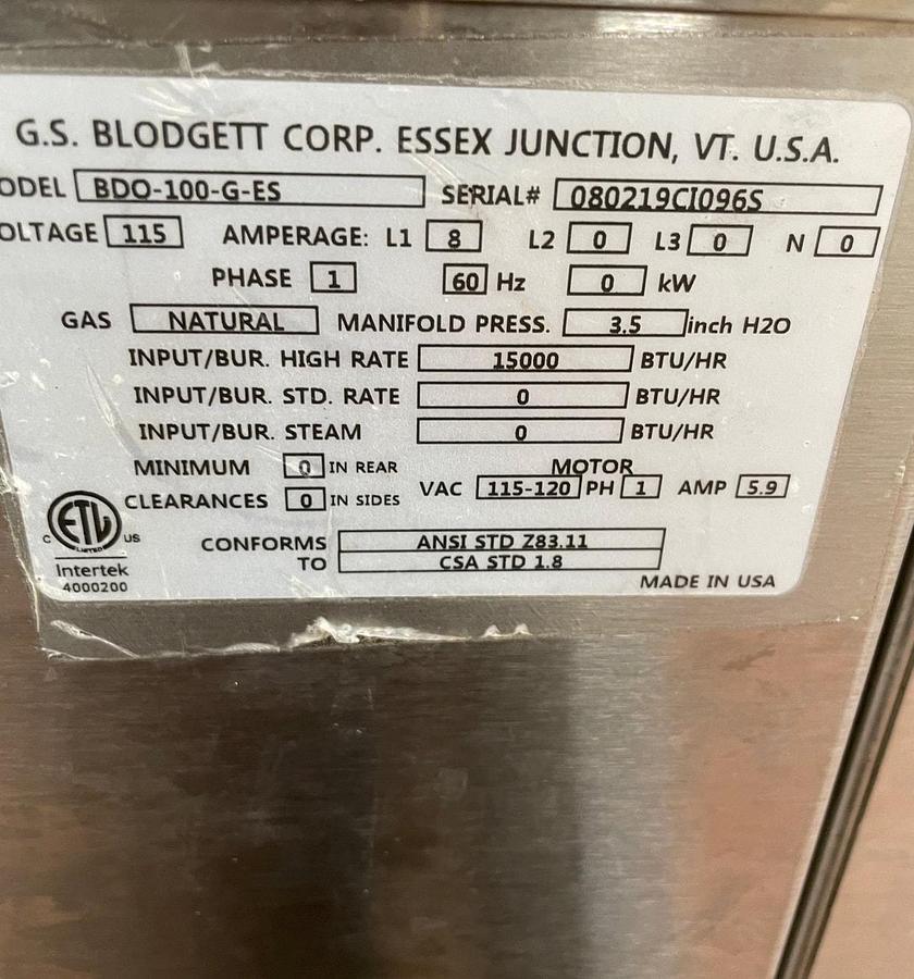 Used (SOLD) Blodgett BDO-100-G-ES Convection Oven